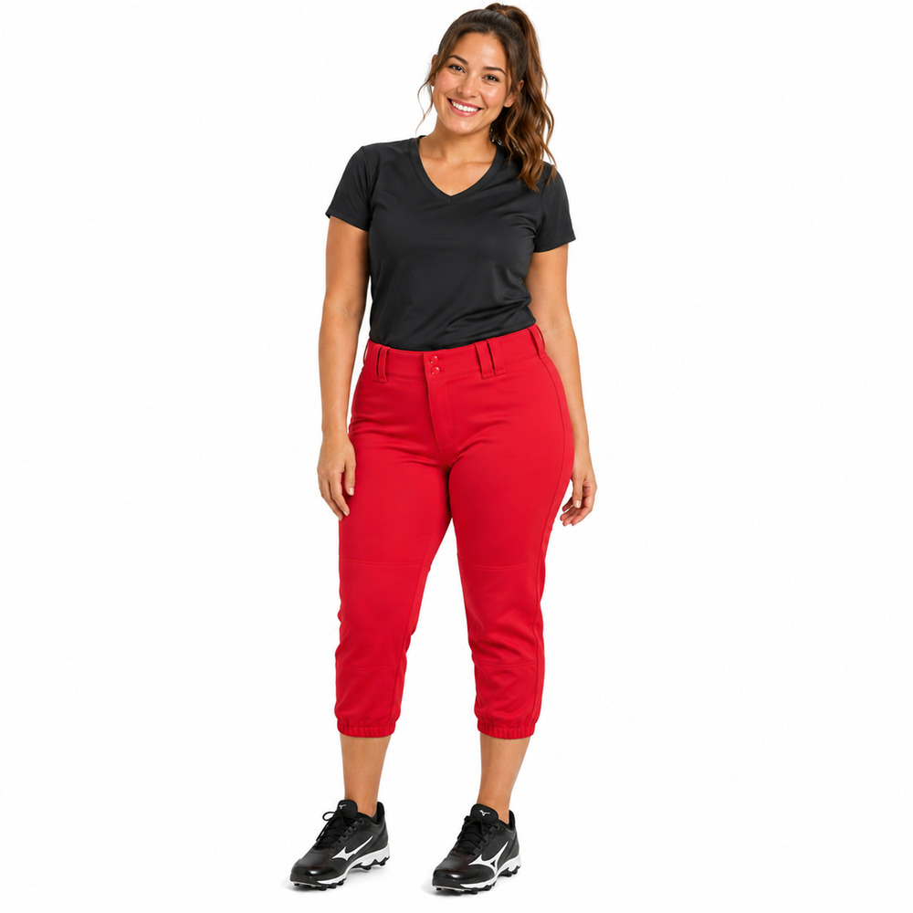 Mizuno Womens Softball Red NWT Double Knee Elastic Bottom Athletic Pants sz L